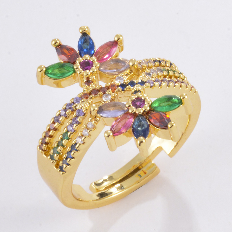 Fashion Moon Star And Moon Micro-inlaid Colored Diamonds Ring display picture 2