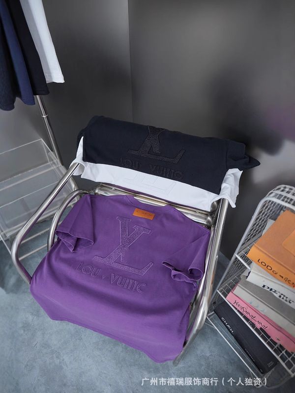 クロスボーダー正規版 Lujia 25ss 刺繍文字ロゴ半袖男女同型ラウンドネック T シャツ、ゆったりと多用途|undefined