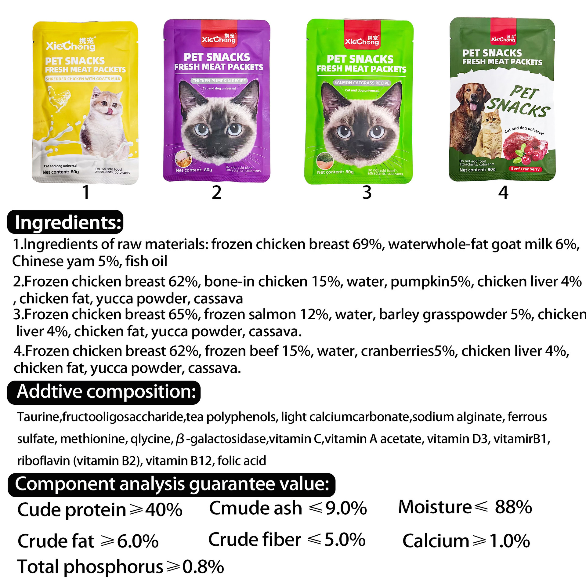 Paquete de alimentos básicos para gatos, paquetes frescos de alimentos húmedos para mascotas, paquetes de bocadillos para gatos, alimentos básicos para gatos, enlatados al por mayor.