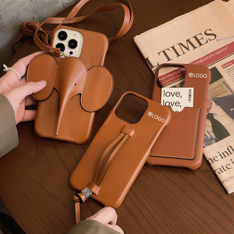 Elephant Diagonal Lanyard Suitable for Iphone16/15Pro Max Mobile Phone Case Apple 14 Leather 13 Protective Cover 12 Elephant Diagonal Lanyard Suitable for Iphone16/15Pro Max Mobile Phone Case Apple 14 Leather 13 Protective Cover 12