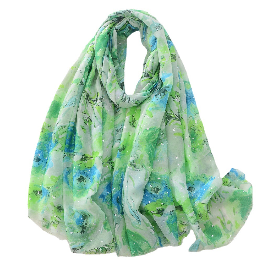 El Comercio exterior europeo y americano romántico subió la primavera de la decoración de plata del dorado y el verano nuevo algodón occidental del todo-fósforo del estilo y la bufanda de seda de la sensación del lino para las mujeres