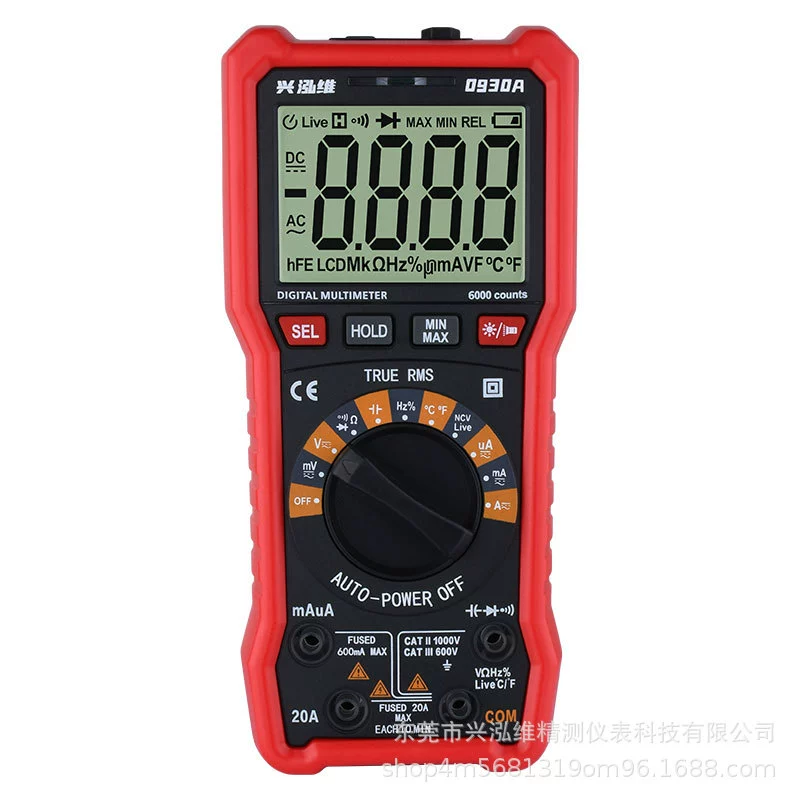 Xinghongwei 0930A 6000Counts интеллектуальный полуразмерный высокоточный мультиметр встроенная защита двойной предохранитель