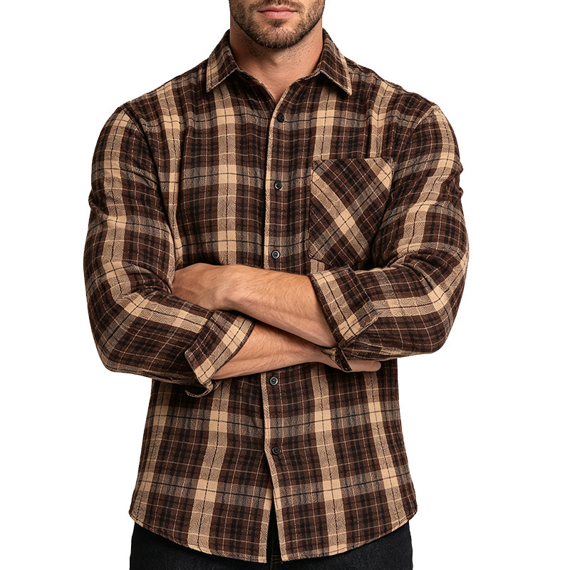 European and American Cross-Border Foreign Trade Men's Flannel Long-Sleeved Shirt Amazon Large Size Casual Loose Muscle Plaid Shirt European and American Cross-Border Foreign Trade Men's Flannel Long-Sleeved Shirt Amazon Large Size Casual Loose Muscle Plaid Shirt