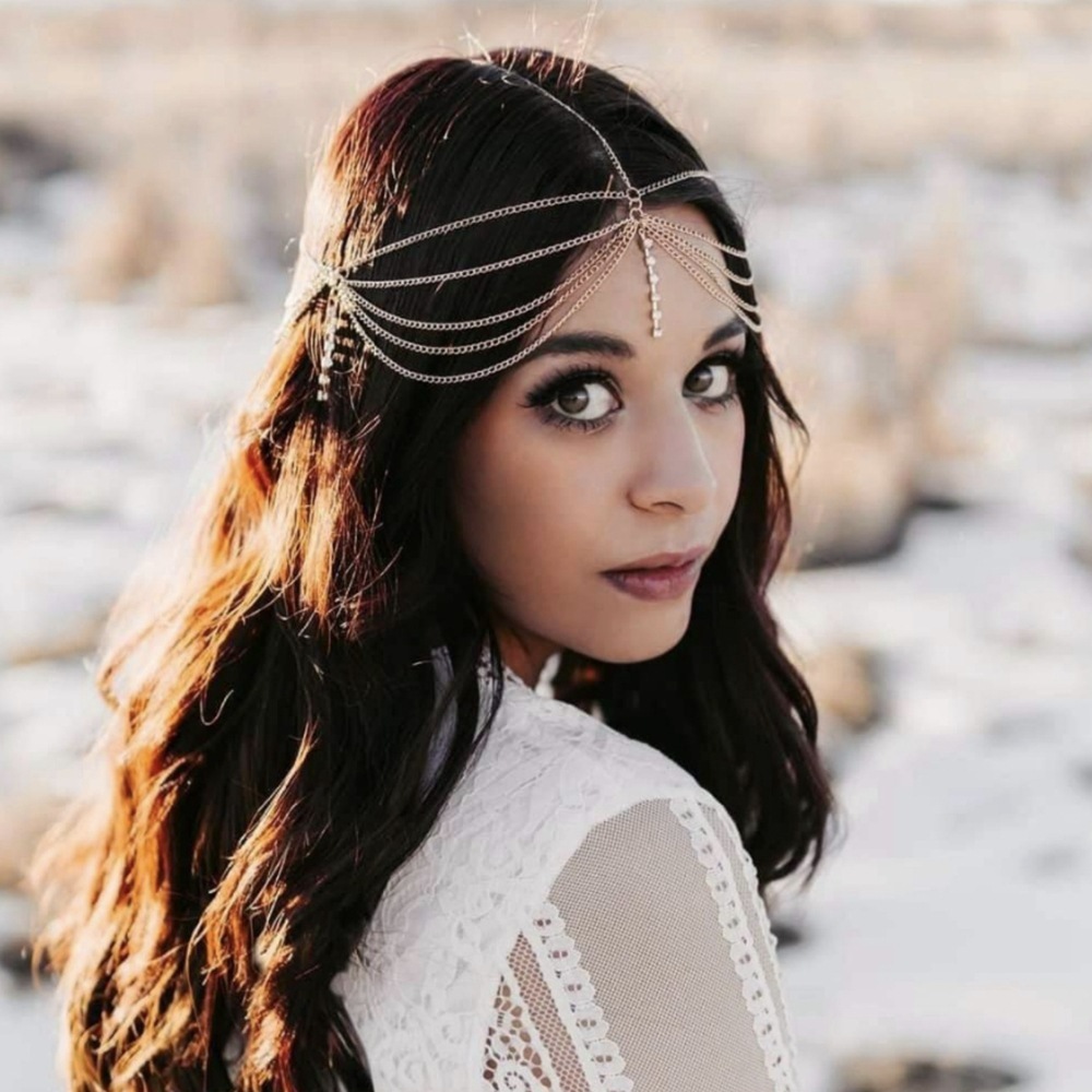European and American Cross-Border Export Multi-Layer Retro Rhinestone Chain Tassel Bridal Hair Accessories Design Headband Headband for Women