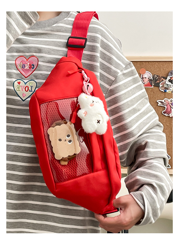 Japanese-style Instagram niche chest bags are selling well. Simple and versatile solid-color crossbody bags and Instagram student fresh single-shoulder bags are also selling well Item Picture
