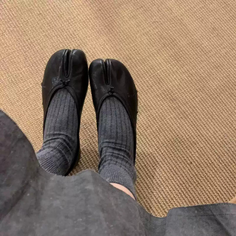 Sheepskin version~Women's pleated split-toe shoes, pig foot horseshoe shoes, flat shoes, fashionable versatile ballet shoes, Mary Jane shoes Sheepskin version~Women's pleated split-toe shoes, pig foot horseshoe shoes, flat shoes, fashionable versatile ballet shoes, Mary Jane shoes