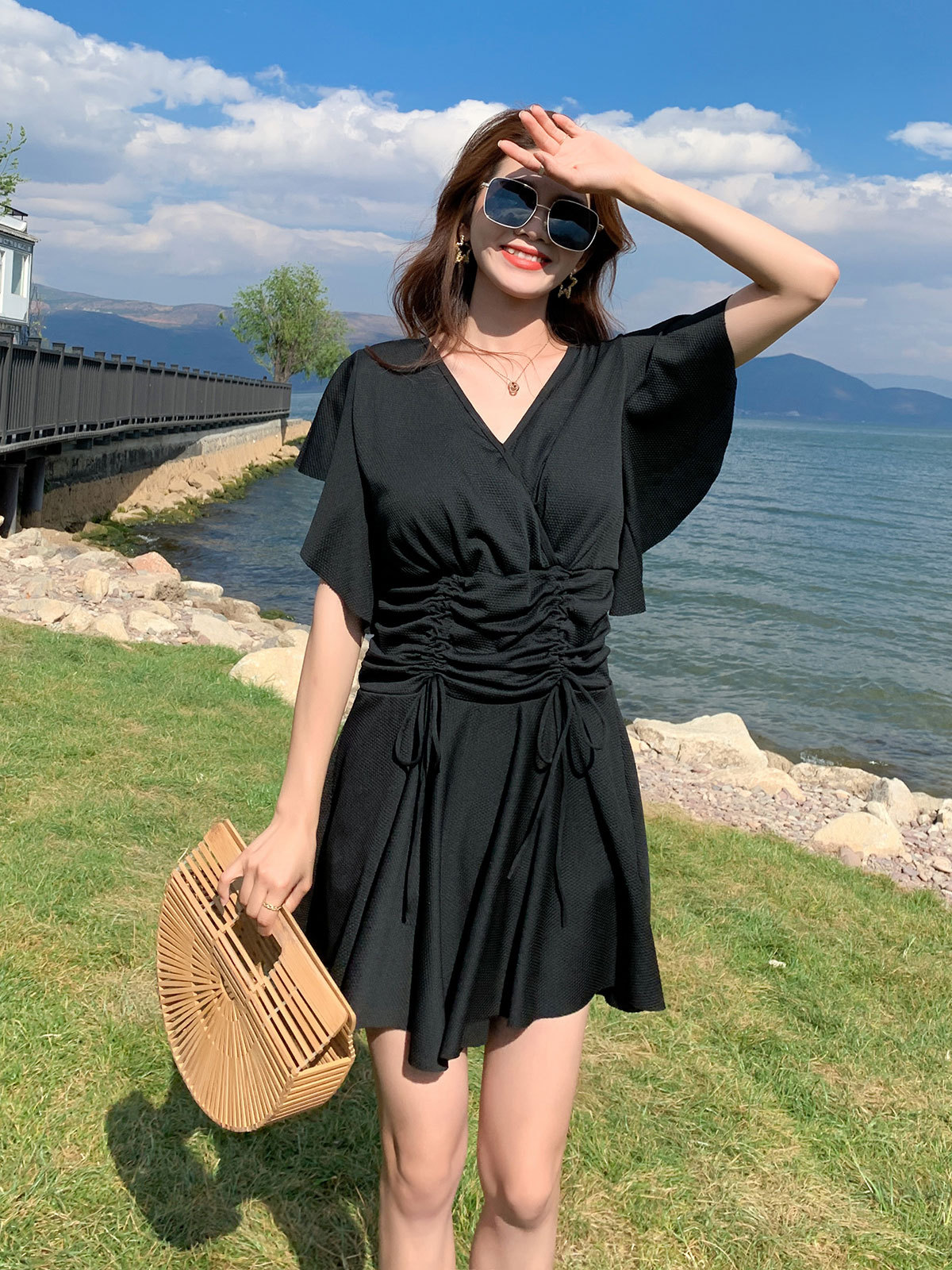 Traje de baño de una pieza chica gordita de las mujeres más el tamaño del vientre que cubre adelgazar las aguas termales reunieron falda conservadora traje de hermana gorda en el pecho grande