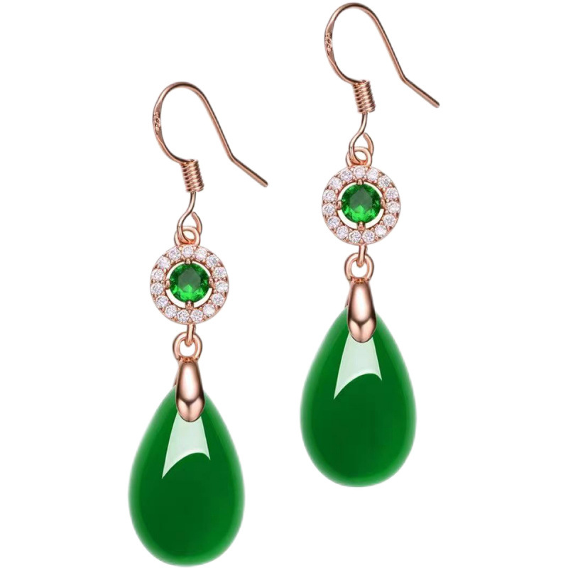 귀걸이 숙녀 23 새로운 S 항 알레르기 기질 등급 옥 귀걸이 AGATE 귀걸이 여성