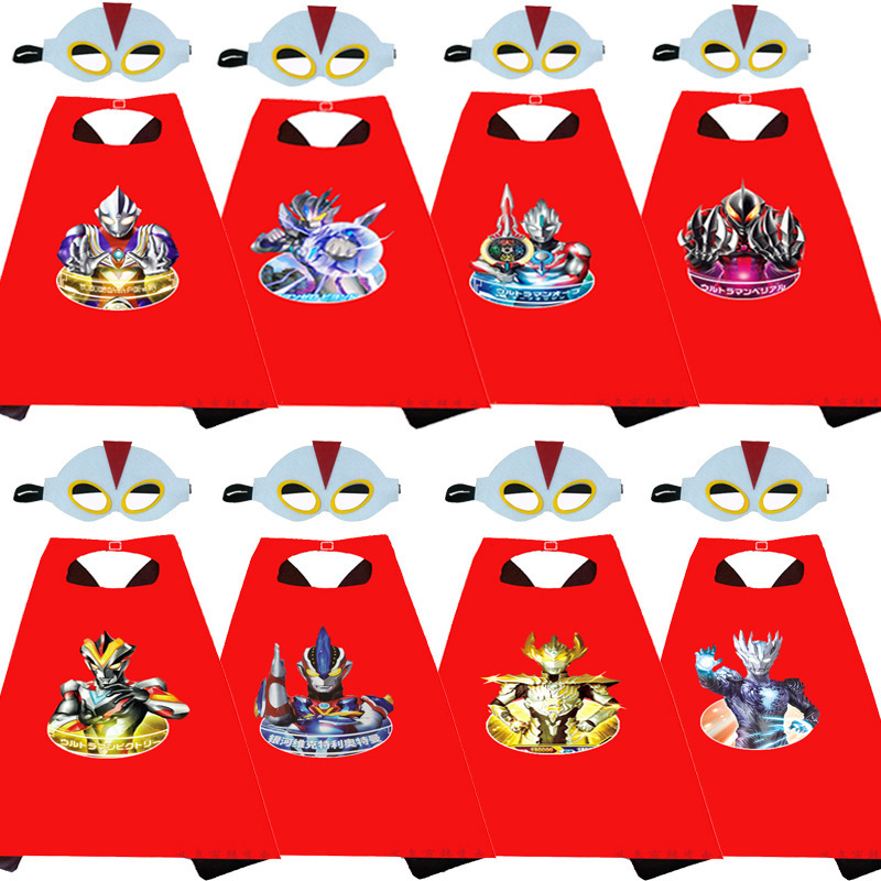 Halloween Ultraman Cape Children's Cape Hero Cape Manufacturer In-Stock Wholesale Double-Layer Performance Costumes Halloween Ultraman Cape Children's Cape Hero Cape Manufacturer In-Stock Wholesale Double-Layer Performance Costumes