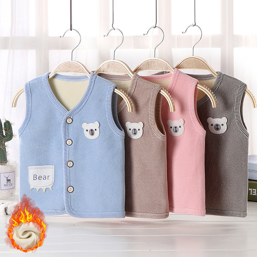 Children's vest, unisex backless top for girls, innerwear for autumn and winter babies, warm lapels for boys, outerwear, thick warm vest