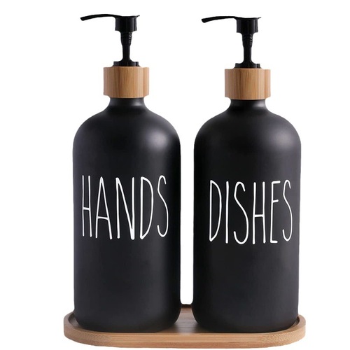 Amazon glass bottle 16oz Boston hand soap pump black and white refill bottle soap dispenser shampoo bottle cross-border