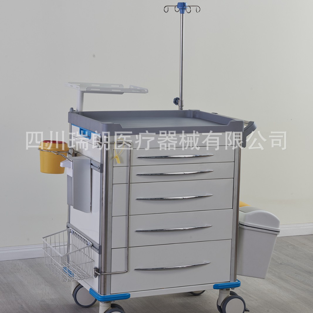 多功能治疗车医用急救ABS抢救器械车移动护理工作站不锈钢小推车
