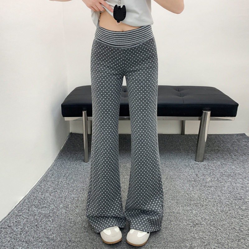 American-Style Polka Dot Flared Waistband Sports Pants for Women, New Spring/Summer Style, Drapey, Relaxed, Slimming Casual Long Pants, Yoga Sweatpants American-Style Polka Dot Flared Waistband Sports Pants for Women, New Spring/Summer Style, Drapey, Relaxed, Slimming Casual Long Pants, Yoga Sweatpants