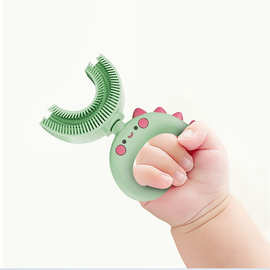 手握型硅胶点胶入色牙刷手柄套 口含式卡通婴幼儿手握保护壳