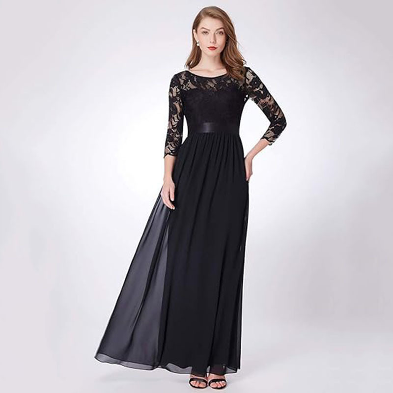 Evening Dress 2026 New Style Women's Elegant and Graceful Long Bridesmaid Dress with Three-Quarter Sleeves Autumn Tiktok Factory Direct Supply