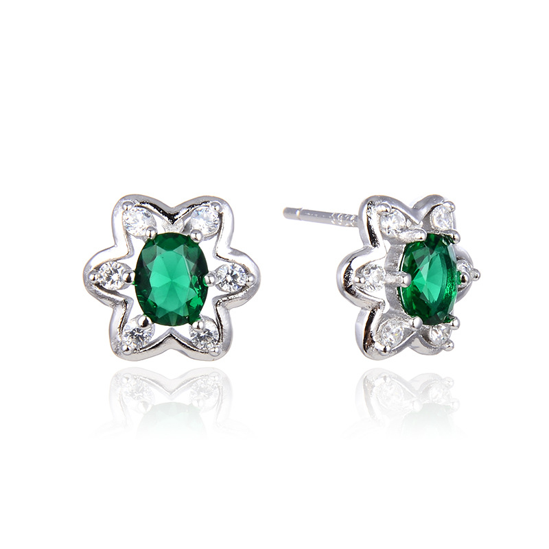 Pendientes de diamantes incrustados de joyería popular fresca estilo coreano s925 accesorios de circón de plata pendientes de flores elegantes de las mujeres