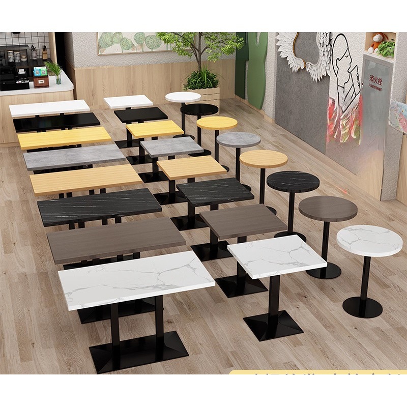 Fast Food Dining Table and Chair Set Combination Hotel Restaurant Snack Catering Commercial Table Milk Tea Shop Cafe Small Round Square Table