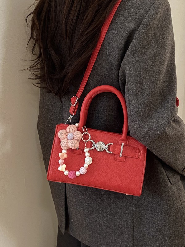 Nicho Zhong bolso retro mujer 2026 nueva textura lichi estampado bolso pequeño cuadrado de viaje ocio mochila de hombro image 3