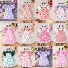 Children's clothing亚马逊跨境欧美夏季童装多色短袖哈衣+满印图