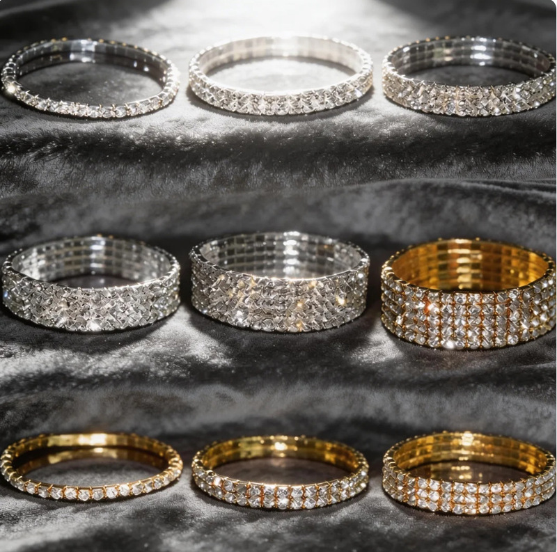 European and American Cross-Border Fashion Hot-Selling Bridal Bracelet with Sparkling Rhinestones and Zircon, Wedding Dress Jewelry Bracelet Wholesale