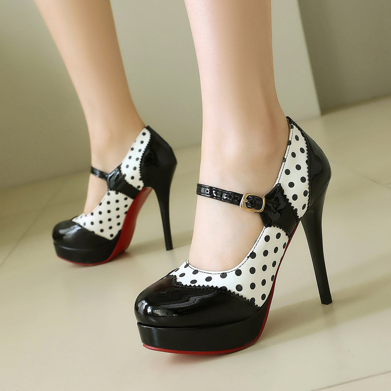 High-Heeled Shoes for Women, Polka Dot, Chanel Style, Versatile, Breathable, High-Heeled Sandals, Leather Shoes, Foreign Trade, Large Sizes 34-43 High-Heeled Shoes for Women, Polka Dot, Chanel Style, Versatile, Breathable, High-Heeled Sandals, Leather Shoes, Foreign Trade, Large Sizes 34-43