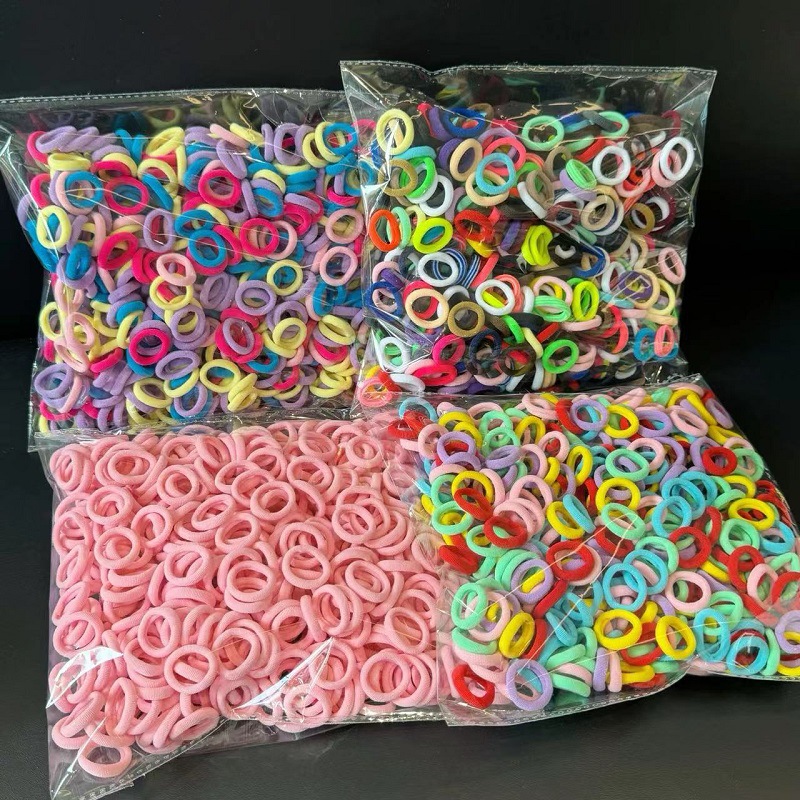500 Packs Seamless Towel Ring Children's Rubber Band Baby Hair Band Does Not Harm Hair Rope Thumb Ring Girls' Head Rope
