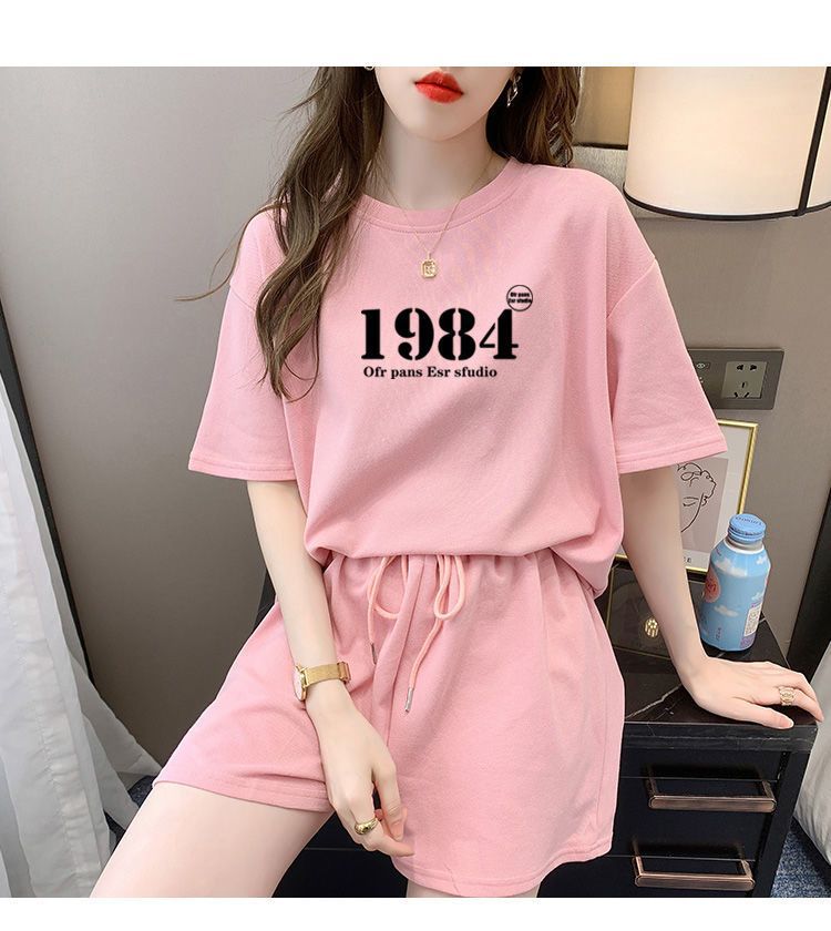 Women' Summer 2026 New Fahion Looe Korean Style Hooded Short Sleeve Sweathirt Caual Two-Piece Set With Sport_ecoleips.com