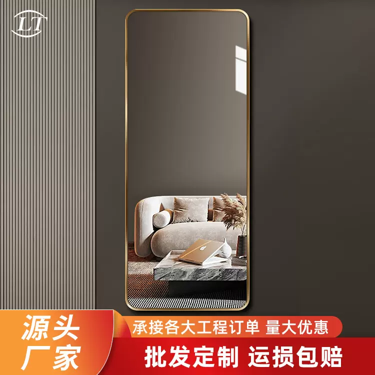 轻奢带框家用卧室客厅玄关试衣镜穿衣镜服装店镜子落地靠墙全身镜
