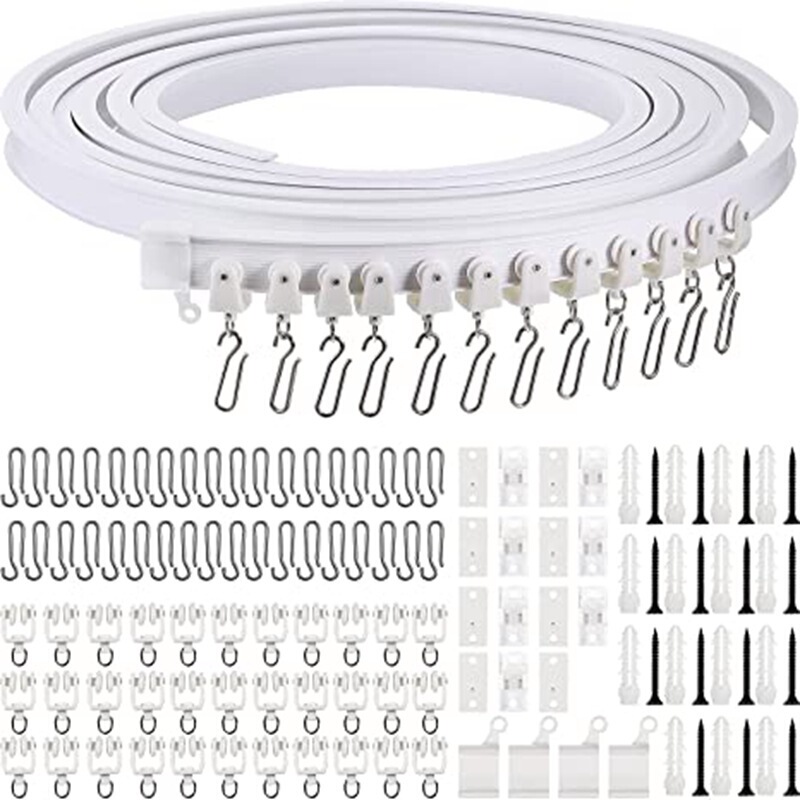 Curved Rail 5m, U-Shaped L-Shaped Plastic Steel Bendable Silent Slide Track Silent Rail Slide with Hook Accessories Curved Rail 5m, U-Shaped L-Shaped Plastic Steel Bendable Silent Slide Track Silent Rail Slide with Hook Accessories