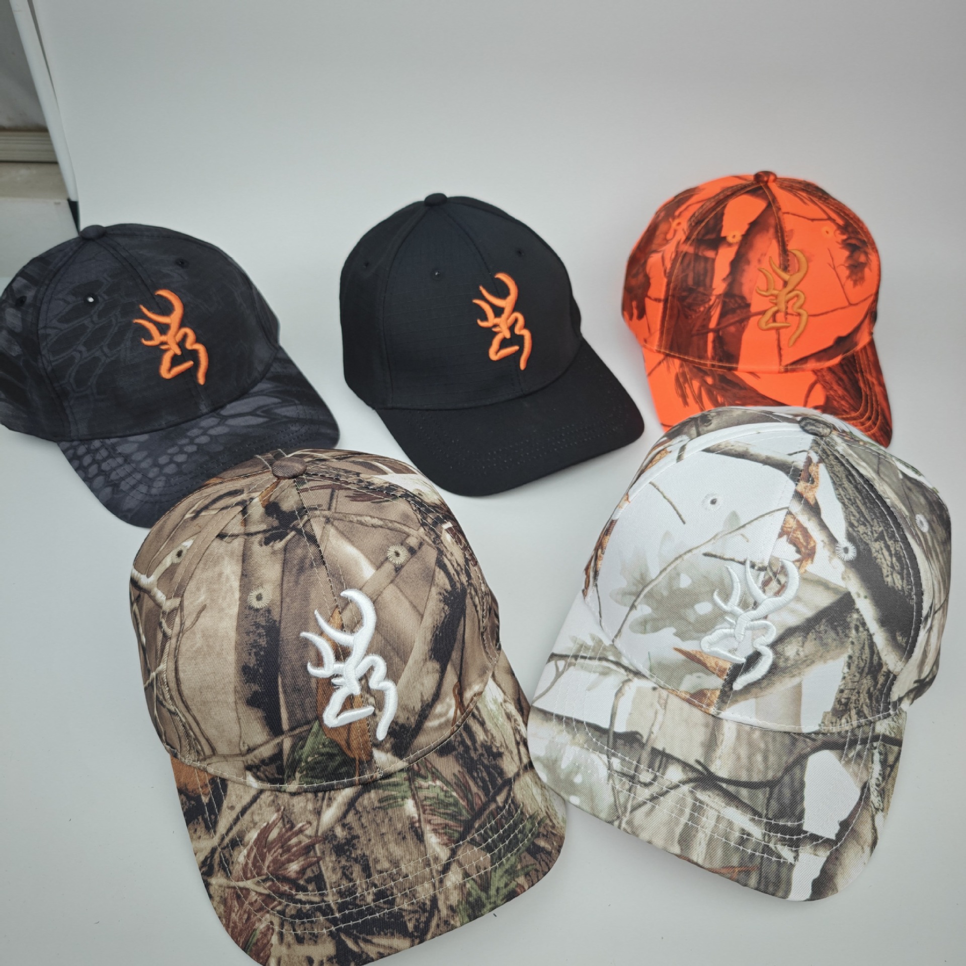 Cross-Border Hot Selling Browning Style Embroidered Browning Tie-Dye Camouflage Sunshade Duck Tongue Trucker Dad Hat
