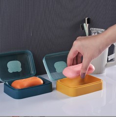 Portable soap dish with lid for dormitory bathroom shower balcony cartoon flip drain soap dish wholesale