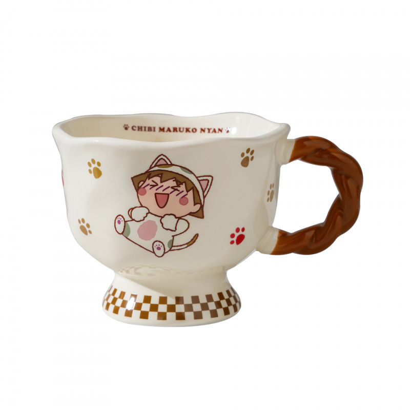 Fábrica directa de tazas de cerámica doméstica cereza bola taza de marca conjunta para chicas lindas tazas de agua autorizadas auténticas