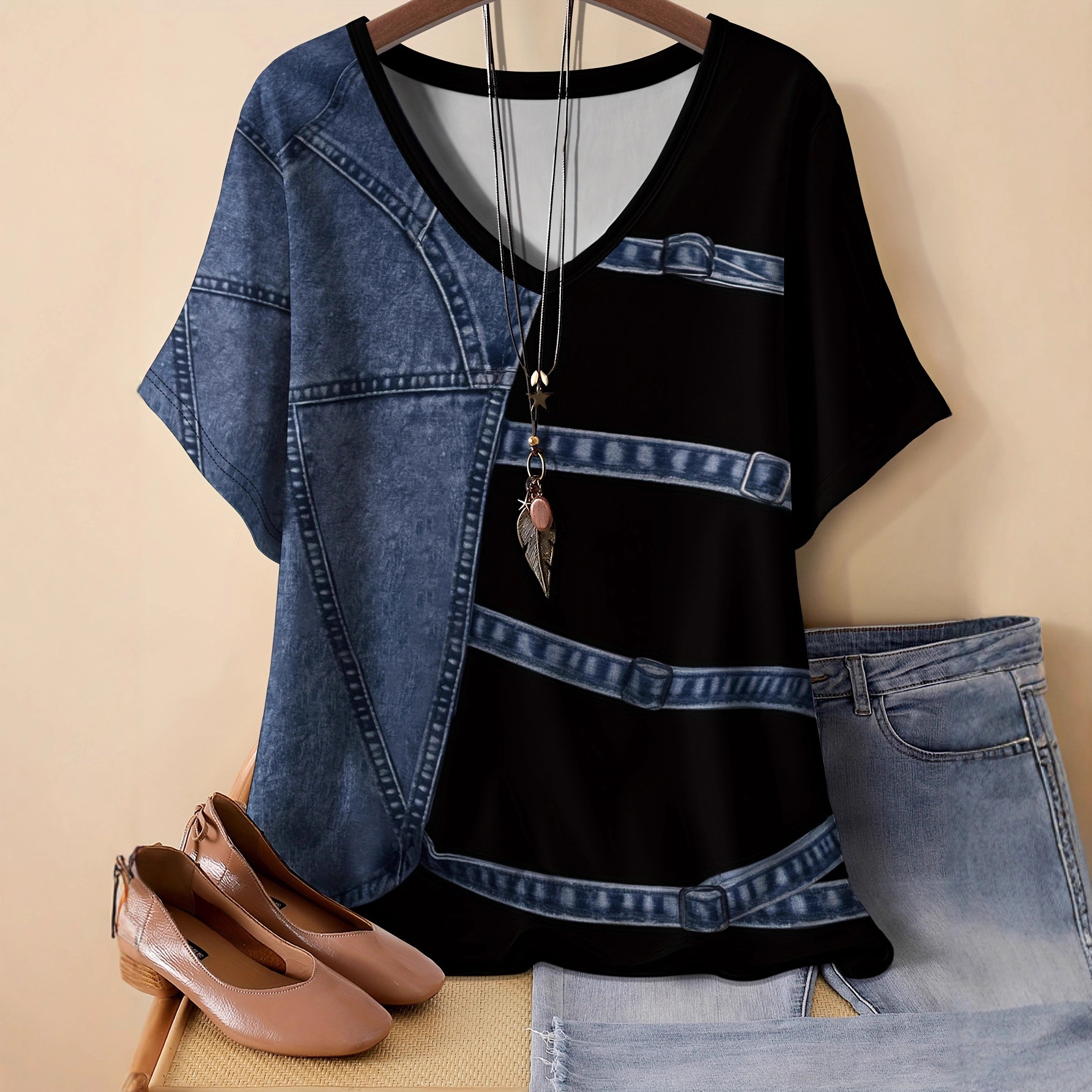 Floral & Crow Print Oversized T-Shirt – Soft Milk Silk Blend Short Sleeve Tee Unisex Oversized Cut​​_ecoleips.com