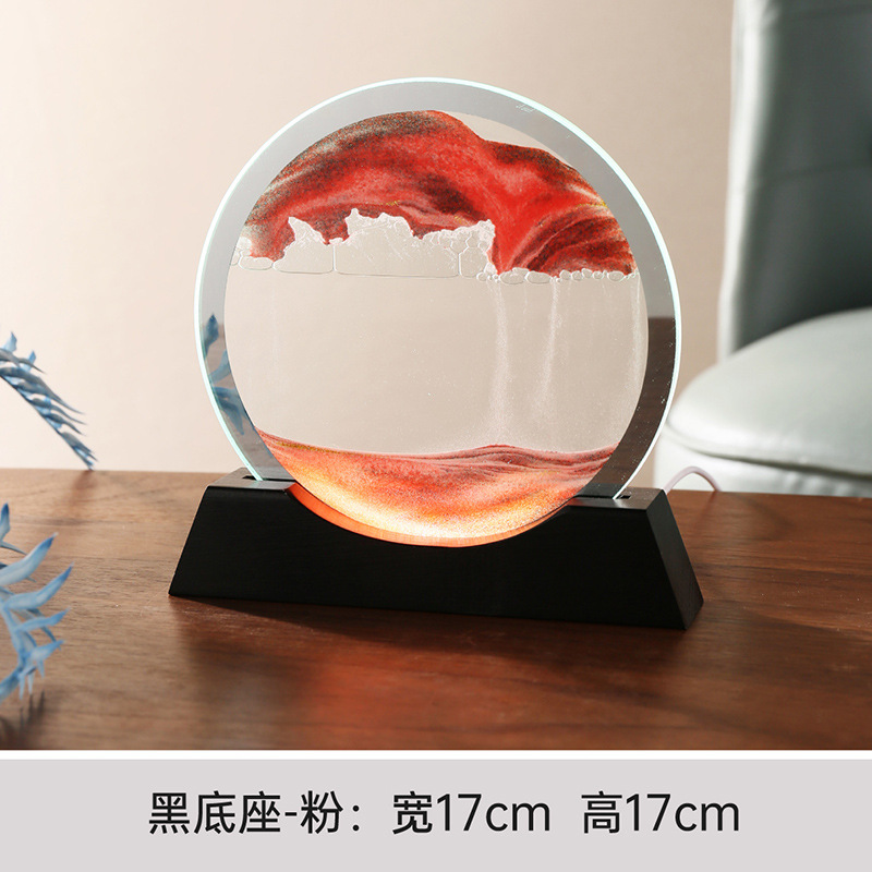 단단한 나무 야간 조명 블랙 프레임 레드