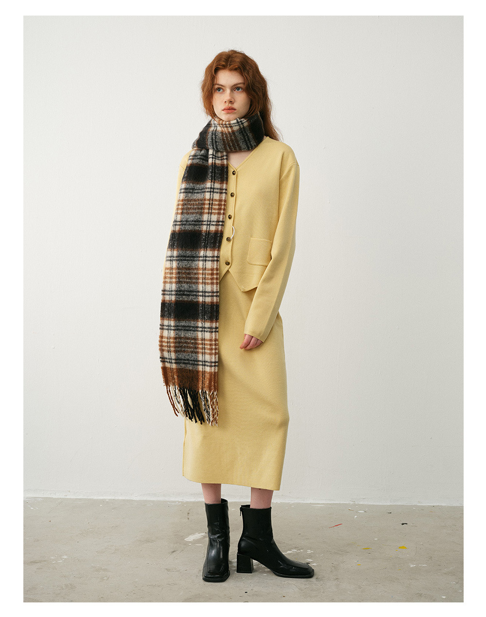 Kaschmirschal Kariert Im Retrodesign Für Damen Winterweiches Tuch_voghion.com