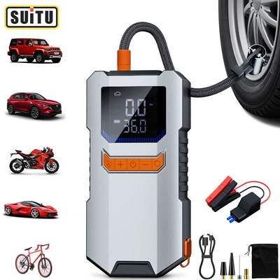 Car-Mounted Air Pump with Smart Digital Display, Integrated Power Supply, Wireless Electric Tire Inflator, Cross-Border