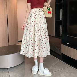 胖设计感小众碎花字半身裙女夏季2-300斤大码宽松显瘦遮胯伞裙