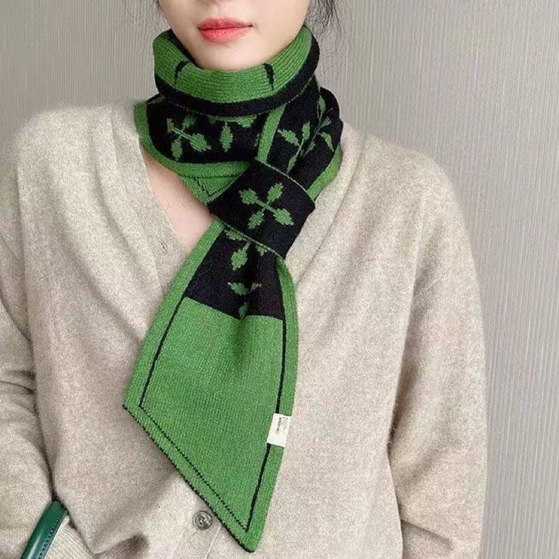 秋冬新款交叉针织围巾女冬季韩版加厚保暖时尚护颈毛线高级感围脖|undefined