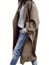 S 74905 Long Casual Solid Color Wool Coat �L�ɫë������