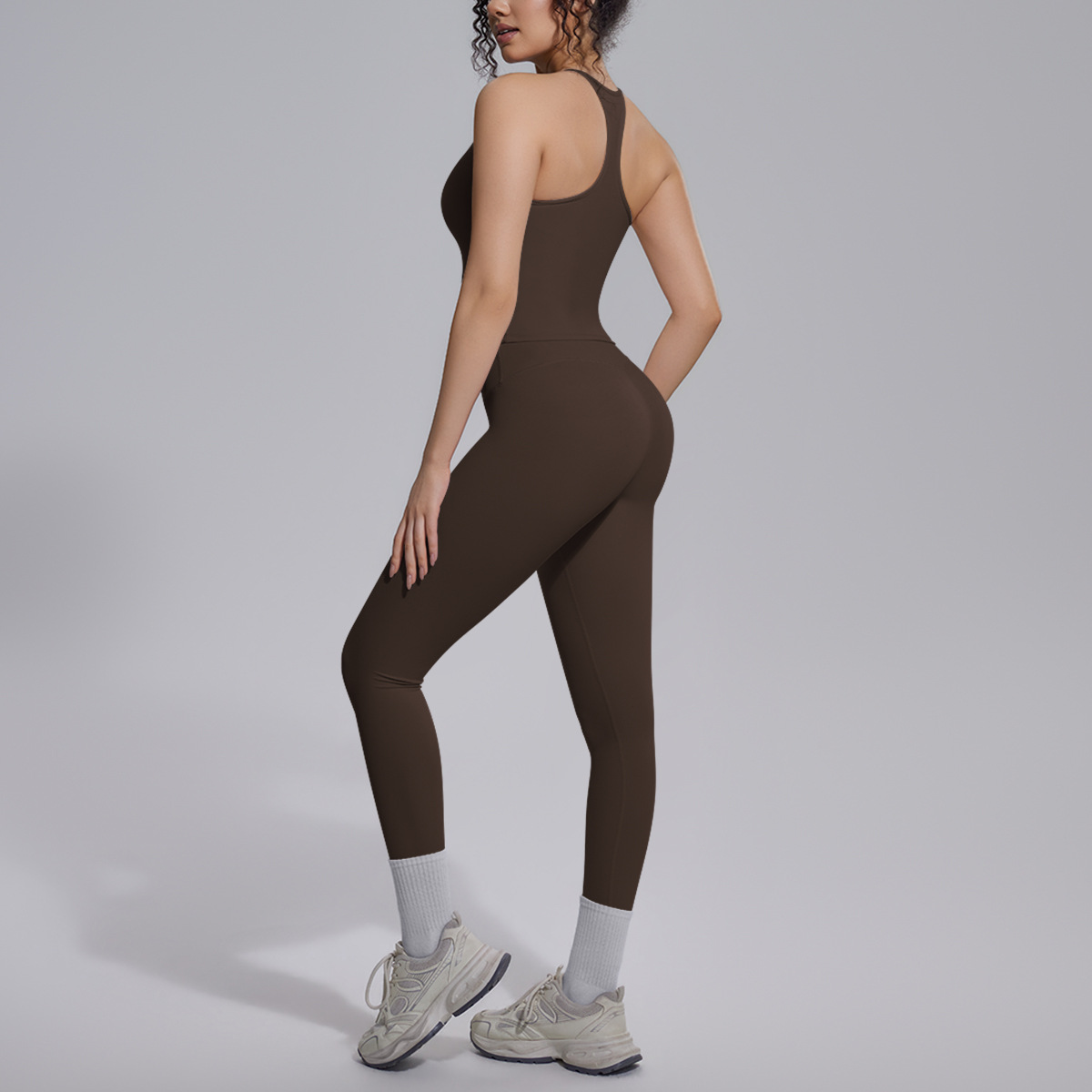 Nuevo transfronterizo europeo y americano doble brocado I-shape belleza de la espalda yoga juego de ejercicio correr fitness dos piezas juego de mujeres image 21