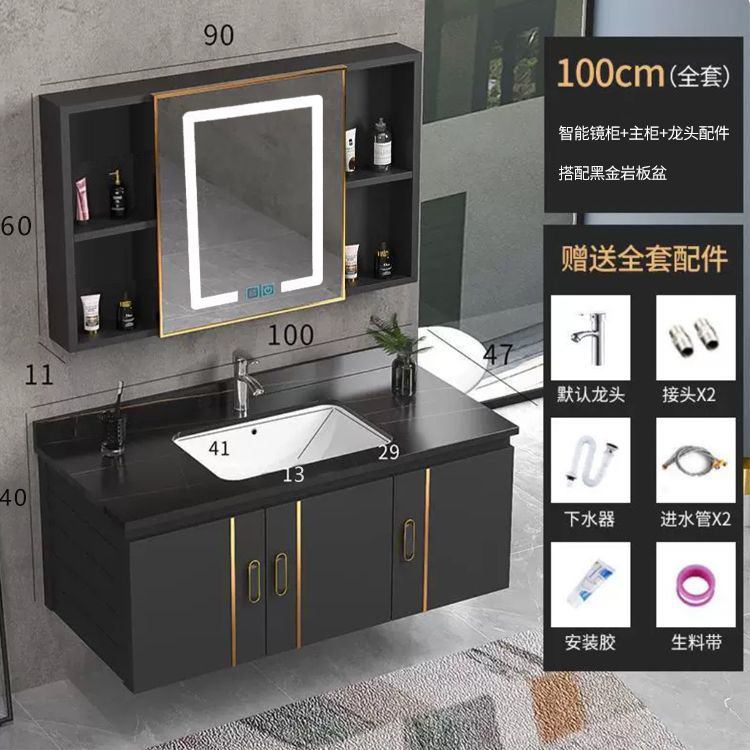 Espacio aluminio tocador tocador tocador tocador armario integrado tabla de roca encimera lavabo lavabo mueble de baño mueble de baño