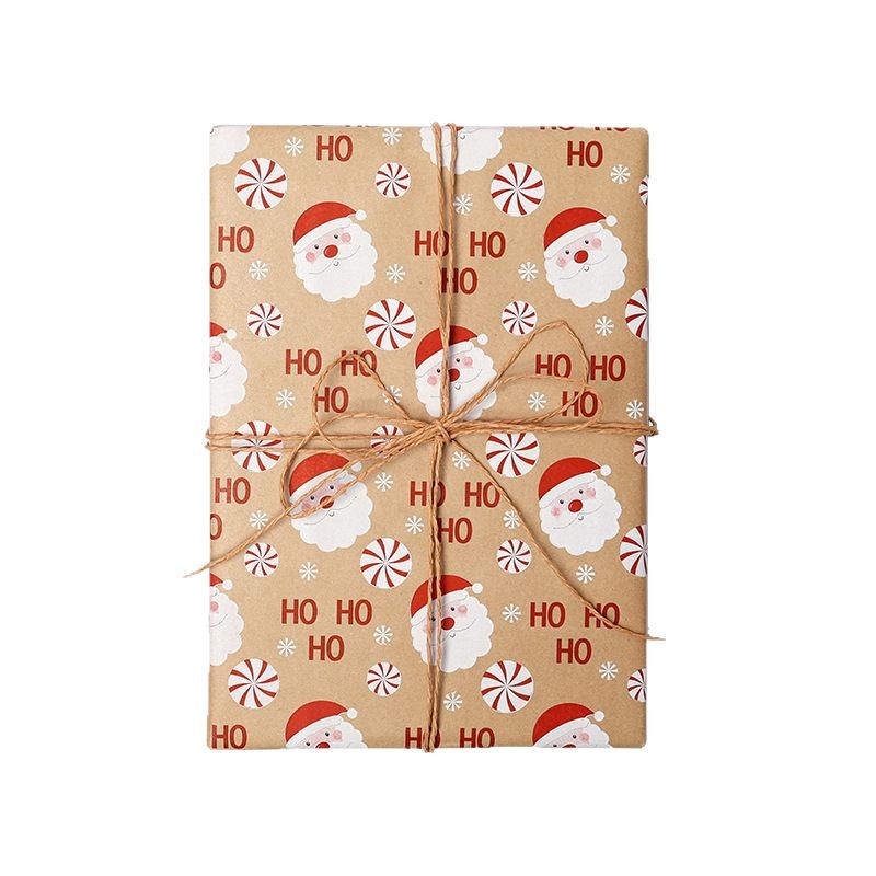 Estilo explosivo transfronterizo Papel enrollado de gran tamaño Papel de regalo de Navidad Papel kraft amarillo retro ecológico Papel de regalo de Navidad