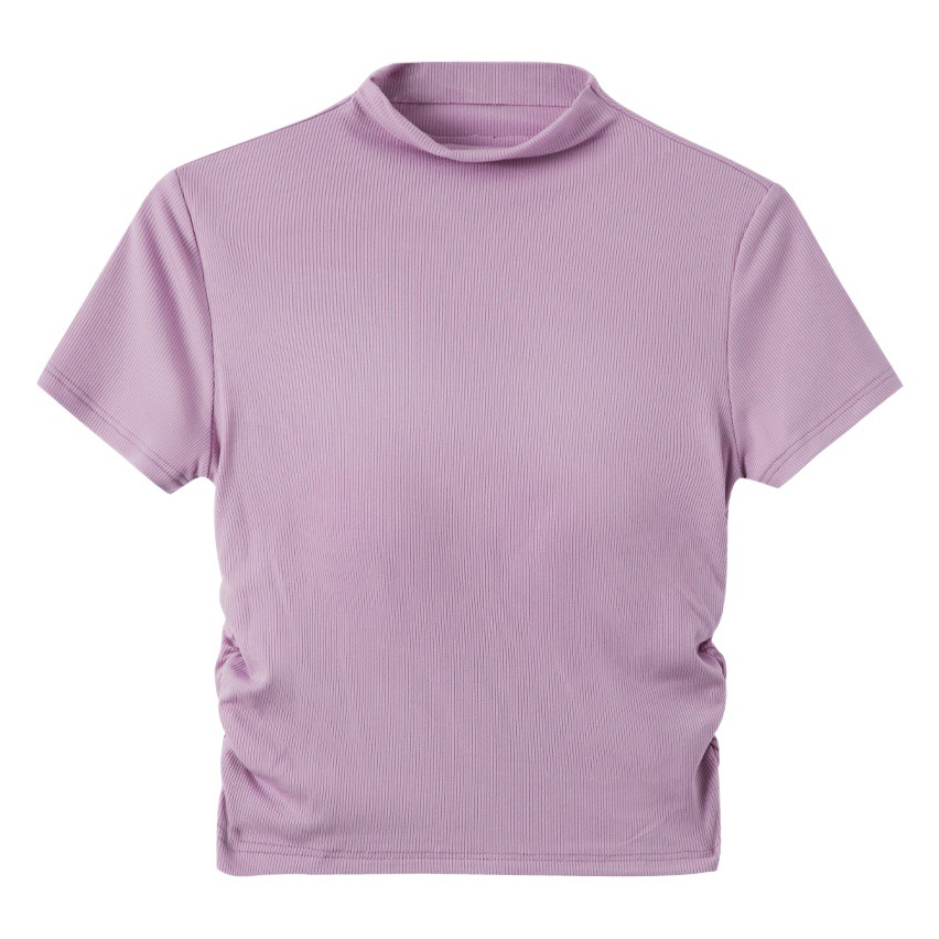 Cup one-piece women's summer with chest pad turtleneck bottoming slim-fit navel short shoulder top elegant outer wear