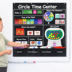 Manufacturer supply weather calendar hanging bag alphabet word cards math cards reusable time learning center cards bag