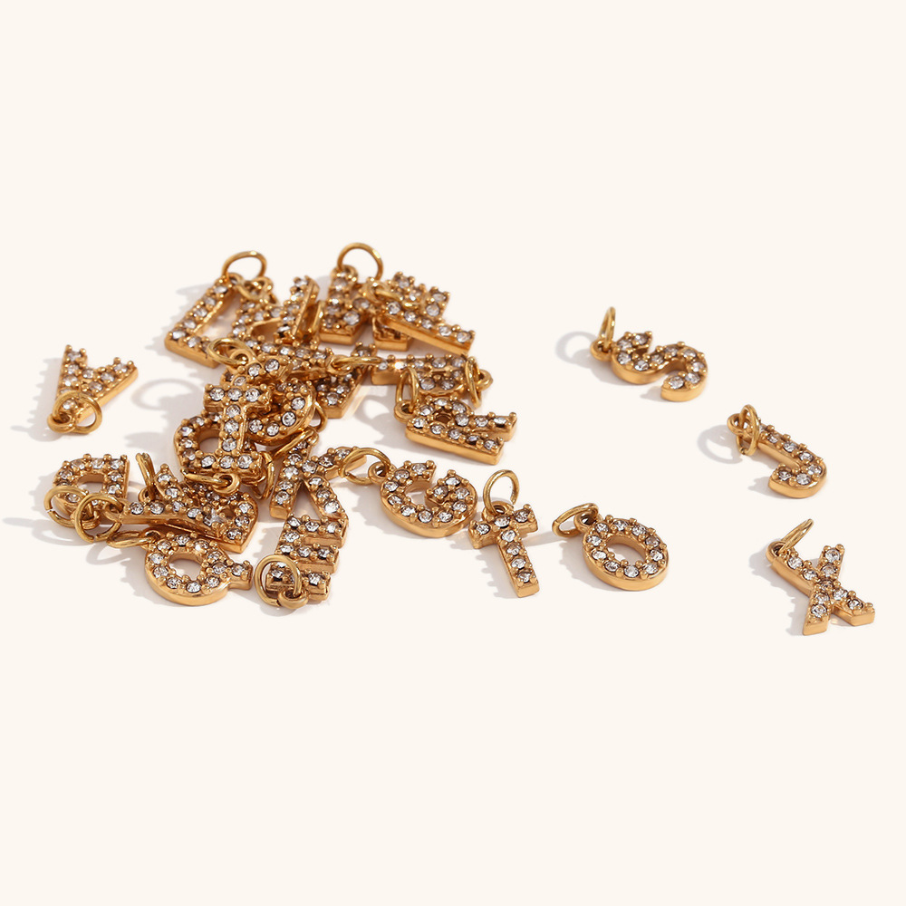1 Piece Stainless Steel 18K Gold Plated PVD Coated Letter Pendant DIY Jewelry Accessories display picture 3