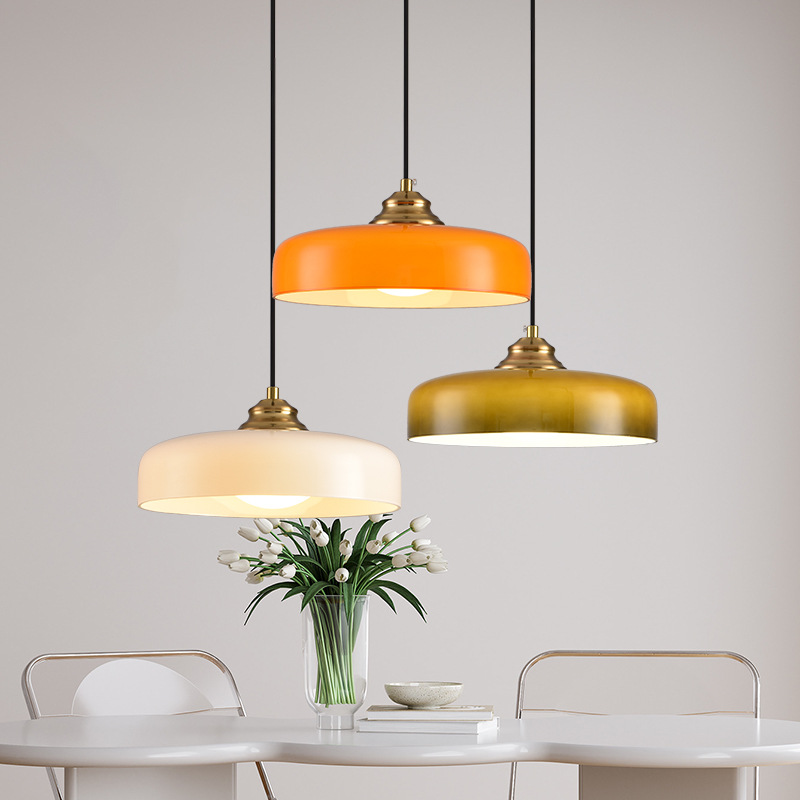 Simple vidrio de colores nórdico lámpara de mesa de comedor dormitorio medieval lámpara de cabecera balcón porche lámpara de mesa de comedor