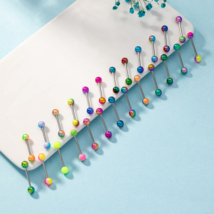 Amazon Hot-selling Colorful Baking Paint Tongue Stud Multi-color Mixed Pack High-grade Light Luxury Niche Acrylic Tongue Stud