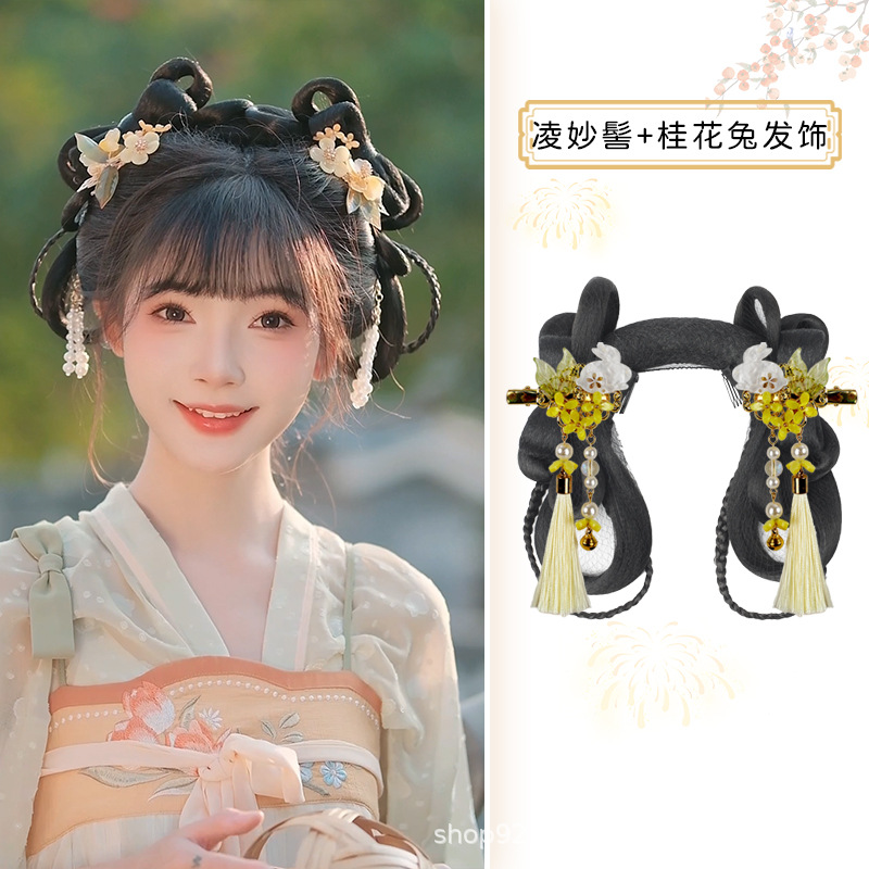 링 미아오빵 + 계수나무 토끼 헤어 액세서리 한 쌍