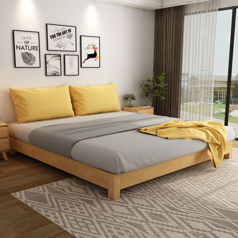 北歐日式榻榻米床架子簡約現代無床頭實木床出租房矮床民宿家具床