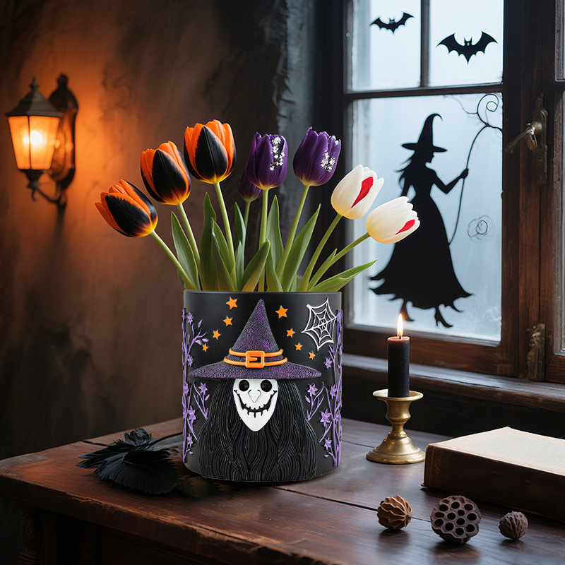  Supply Halloween Witch Resin Flower Pot Creative Home Desktop Courtyard Potted Plant Planting Container Ornaments